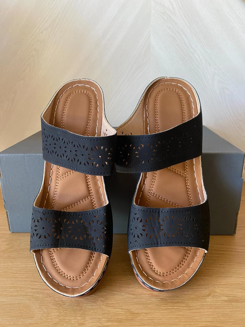 Mules noires ajourées T39 à talon confortable – Élégantes & ultra tendance – photo 2